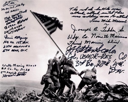 (5) Iwo Jima 8x10 Photos w/ a Total of 39 Signatures
